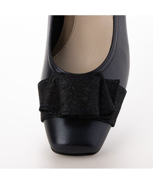 Riz raffinee <Riz raffinee>ドレープデザインモチーフパンプス ネイビーメタリック