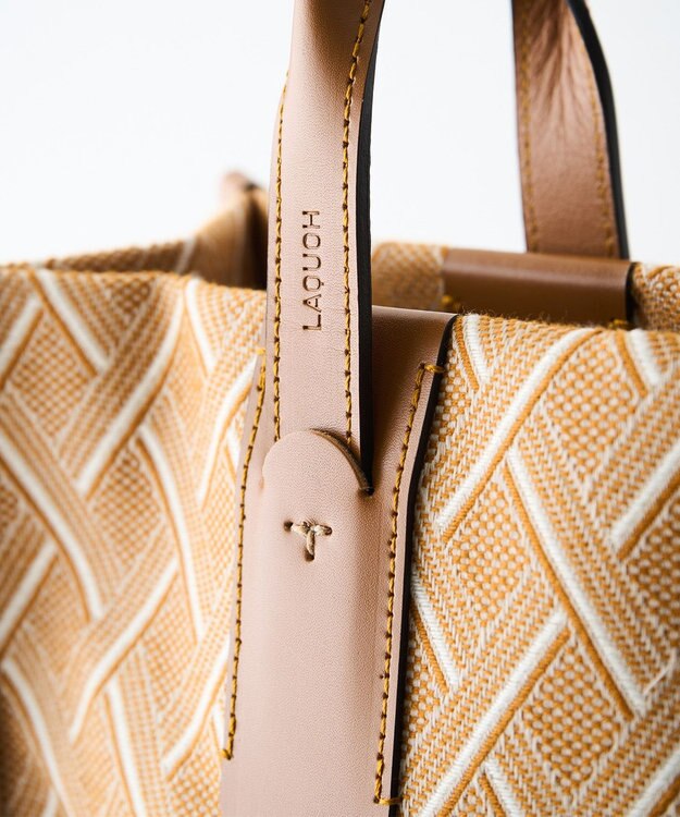 MIYABIYA  LAQUOH クロス柄ジャガードトートバッグ L ベージュ