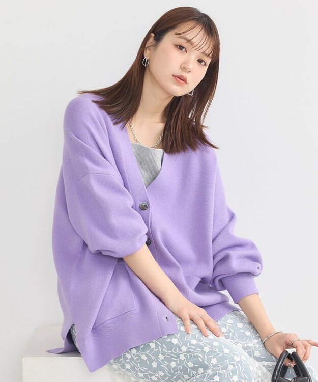 earth music&ecology やわらかタッチカーディガン Lavender