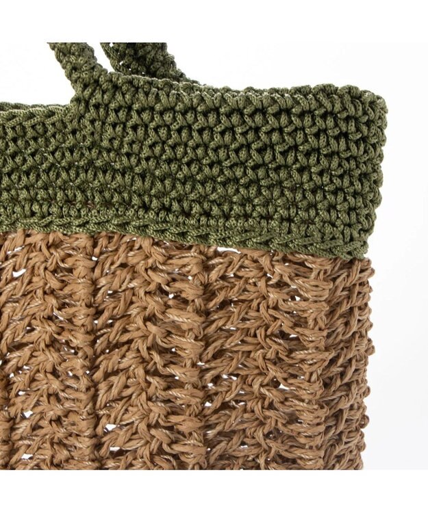 UNBILLION cachecache ペーパー切り替え横編みトートバッグ グリーン