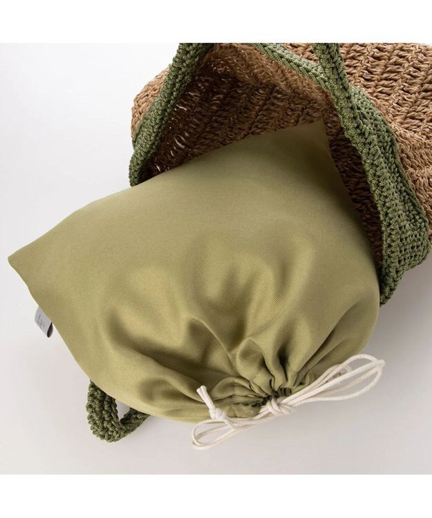 UNBILLION cachecache ペーパー切り替え横編みトートバッグ グリーン