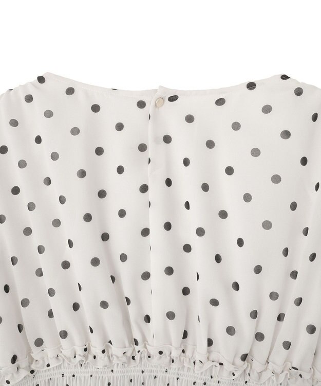 YECCA VECCA ドットMIXシャーリングブラウス Off White