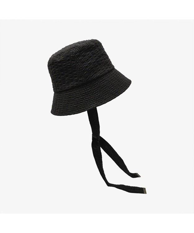 林八百吉商店 un chapeau　ひも付きチェックハット ブラック