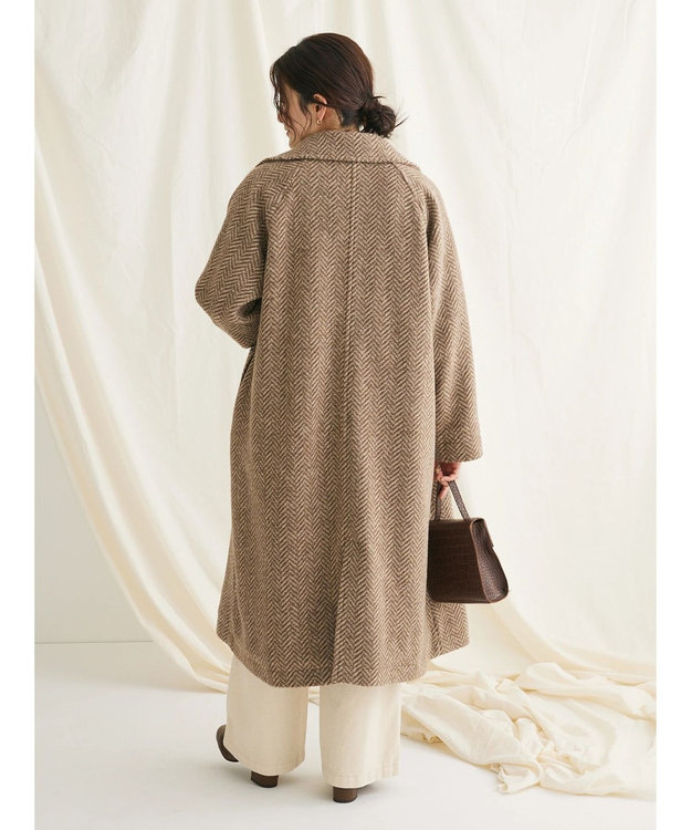 CRAFT STANDARD BOUTIQUE ウール混ガンパッチロングコート Brown