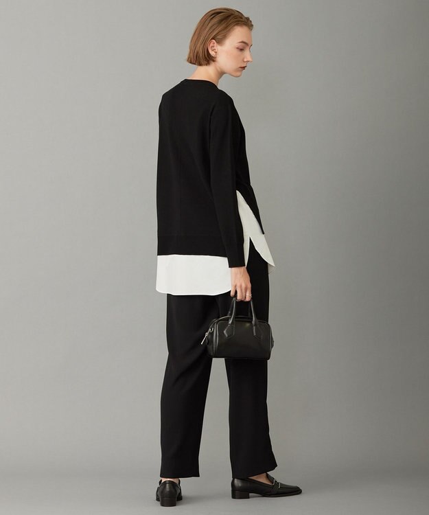 ICB L 【洗える】クロスコンビ シャツドッキングプルオーバー ブラック系