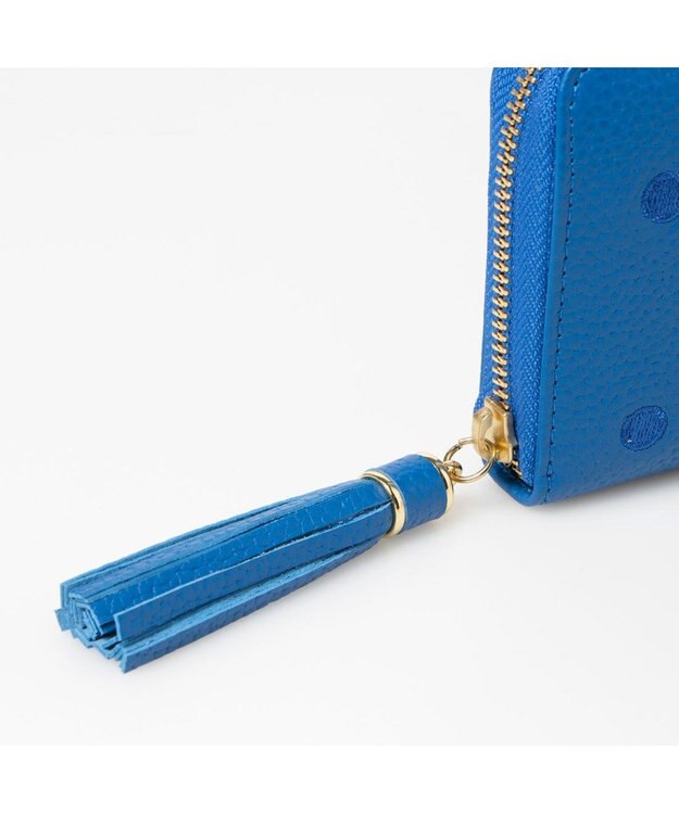 UNBILLION ペルケ perche / 牛革ドット刺繍ラウンド長財布 ブルー