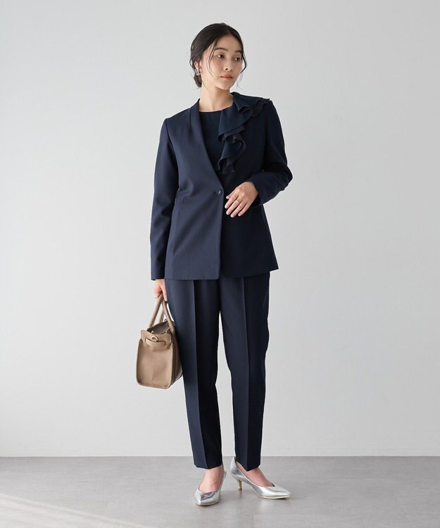 YECCA VECCA アシメラッフルブラウス Navy