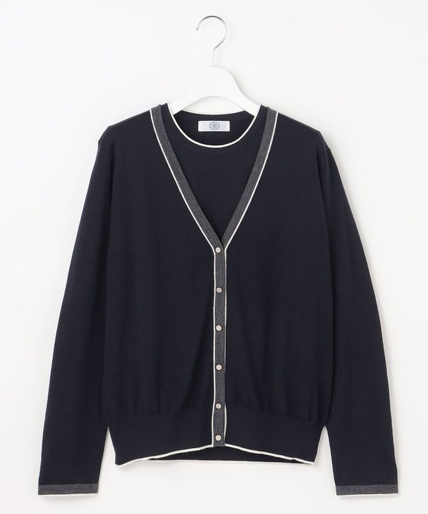 J.PRESS LADIES トリムツイン ニット ネイビー系