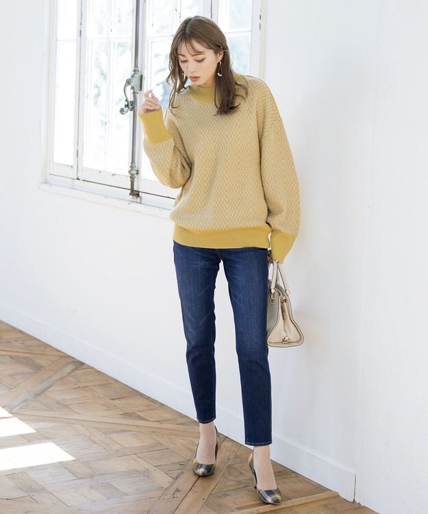 Tiaclasse 【洗える】ジャガード柄プルオーバーニットトップス イエロー