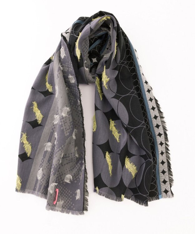 POLS コットン・キュプラ MIXTURE　フサスカーフ グレイ