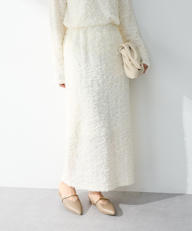 Green Parks 表面感ポコポコＩラインスカート Ivory