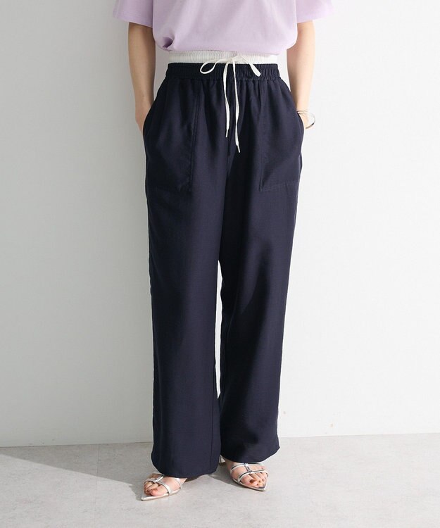 Green Parks 接触冷感ウエストレイヤードツイルパンツ Dark Navy