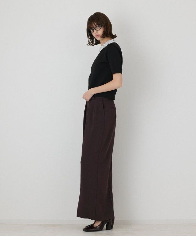 GRACE CONTINENTAL レースカラーラメニットトップ ブラック