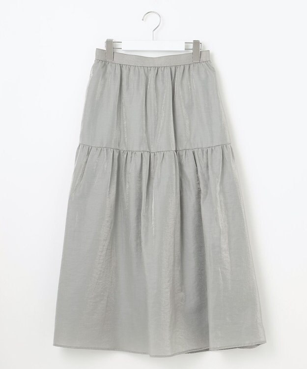 自由区 【洗える】ブライトシアーシャンブレー スカート シルバー