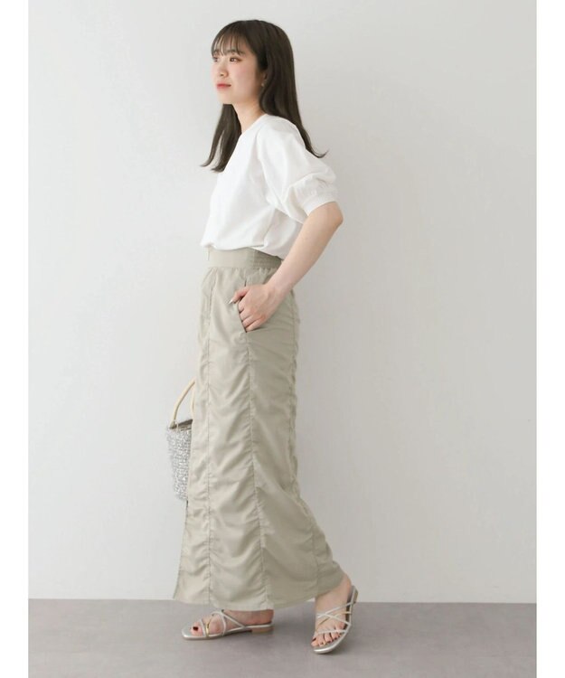 Green Parks パフ５分袖ニットプルオーバー Off White