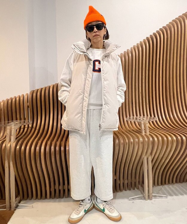 KWD 【日本製/高品質ダウン】STAND COLLAR DOWN VEST ダウンベスト アイボリー