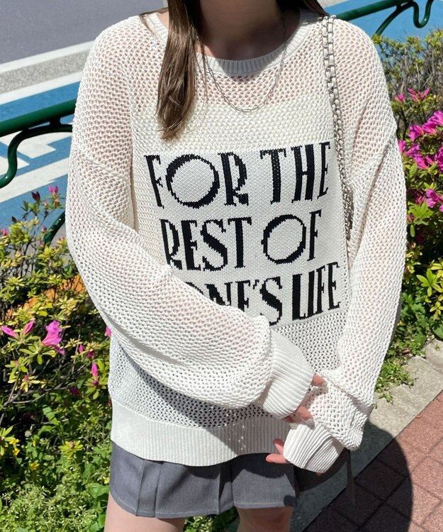 WEGO ジャガードメッシュニットビッグプルオーバー ホワイト