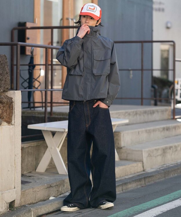 WEGO 【ユニセックス着用ITEM/アウトドア】フードシェルブルゾン ダークグレー