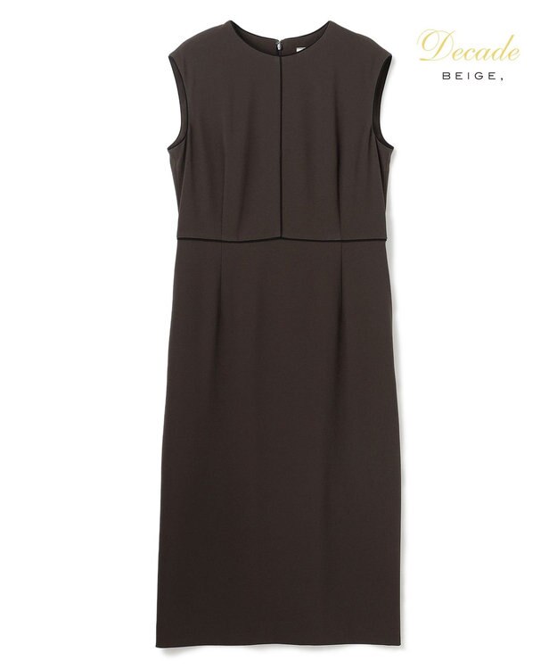 BEIGE， 【セットアップ対応】CINDY / 配色ライン クルーネックドレス Brown ×Black