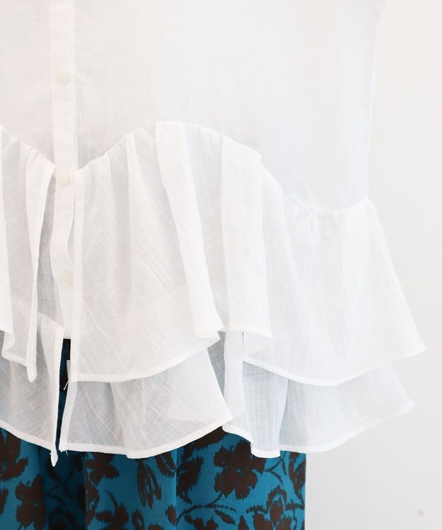 Green Parks ノースリーブフリルブラウス Off White