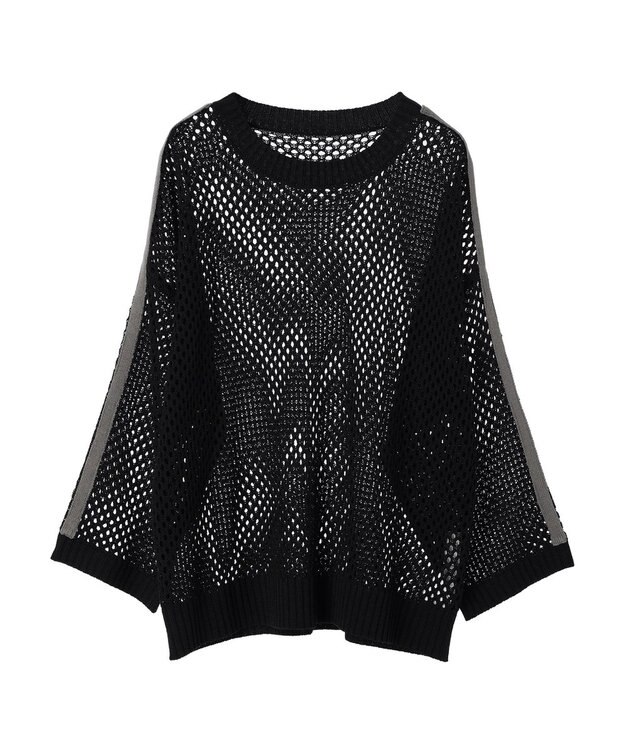 Green Parks ラインメッシュニットプルオーバー Black