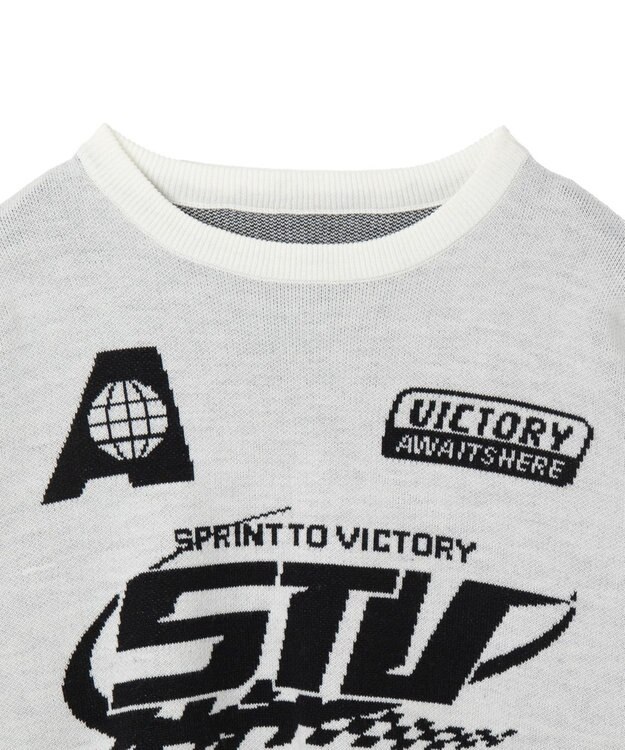 WEGO スポーツグラフィックジャガードニット ホワイト