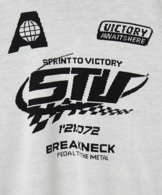 WEGO スポーツグラフィックジャガードニット ホワイト