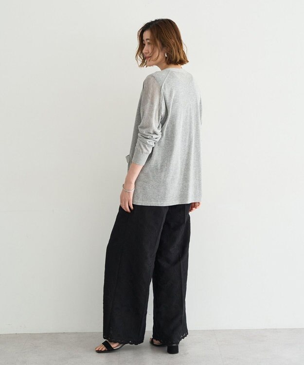 YECCA VECCA ハイゲージミドル丈Vネックカーディガン Light Gray