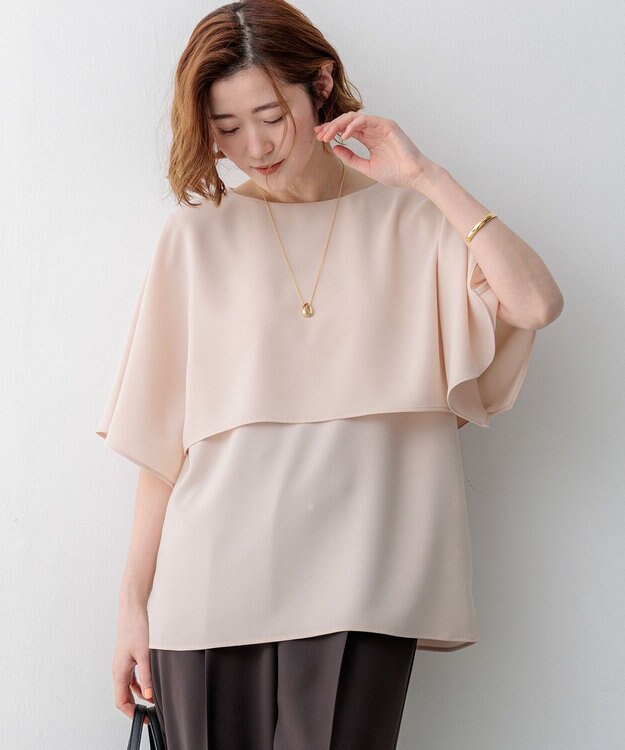 23区 S 【新色追加】ストレッチジョーゼット  ケープデザイン カットソー ピンク系