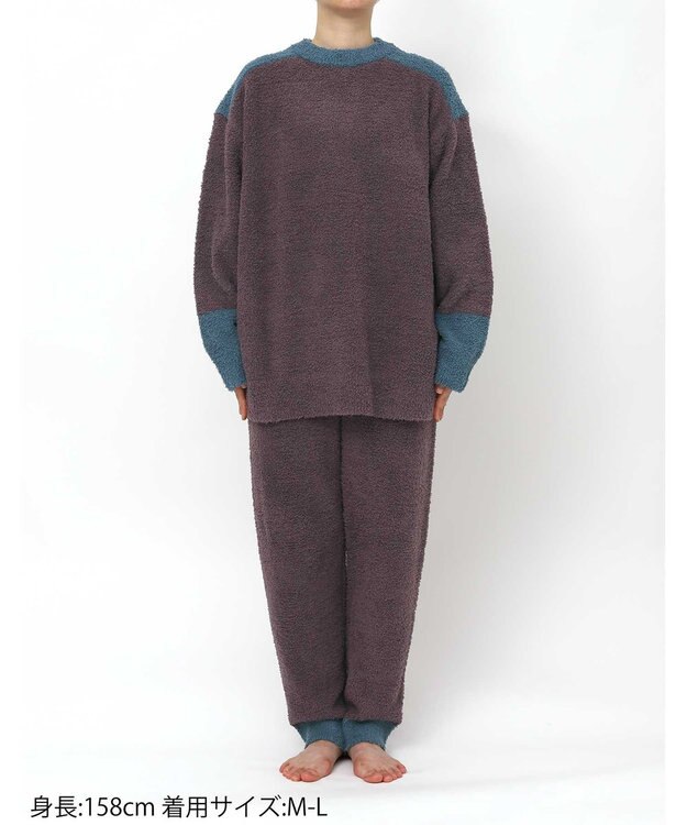 une nana cool カラーブロッキング　プルオーバー＆ロングパンツセット ブラウン