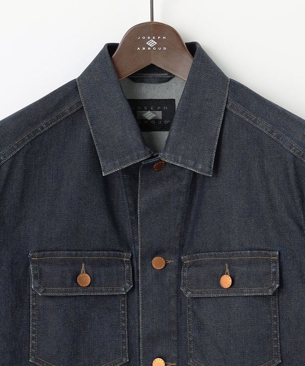 JOSEPH ABBOUD 【軽量/ストレッチ/JAPANファブリック/きれいめ】コーテッドストレッチデニム ジャケット ネイビー系