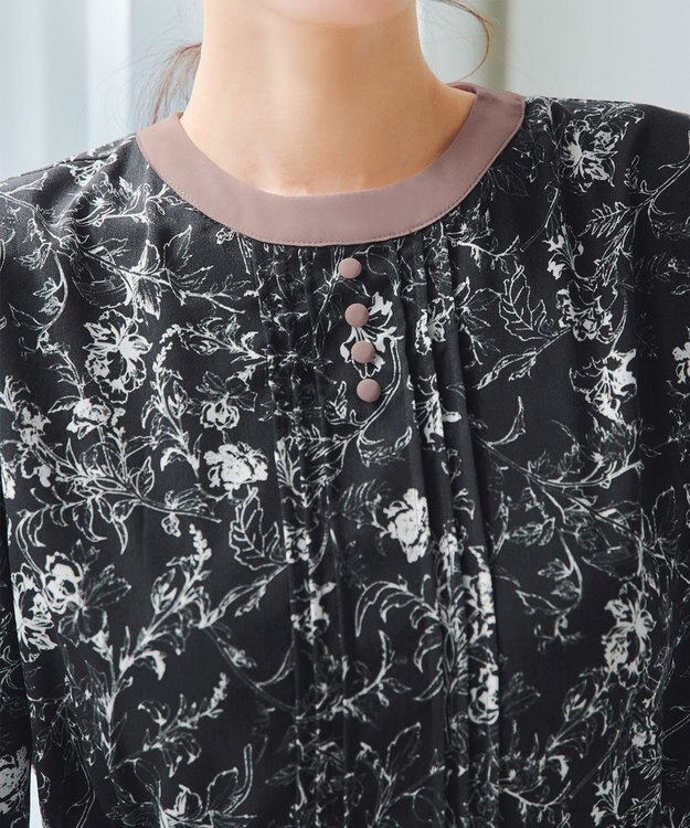 Tiaclasse L 【洗える】トワルドジュイ配色ワンピース ブラック