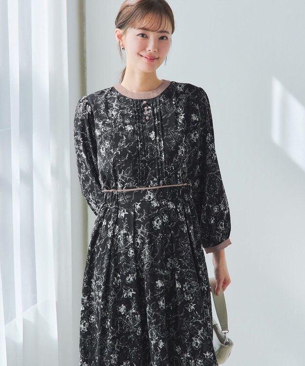 Tiaclasse L 【洗える】トワルドジュイ配色ワンピース ブラック