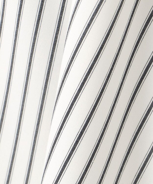 ANY SIS 【洗える】バンドカラー シャツワンピース グレーストライプ