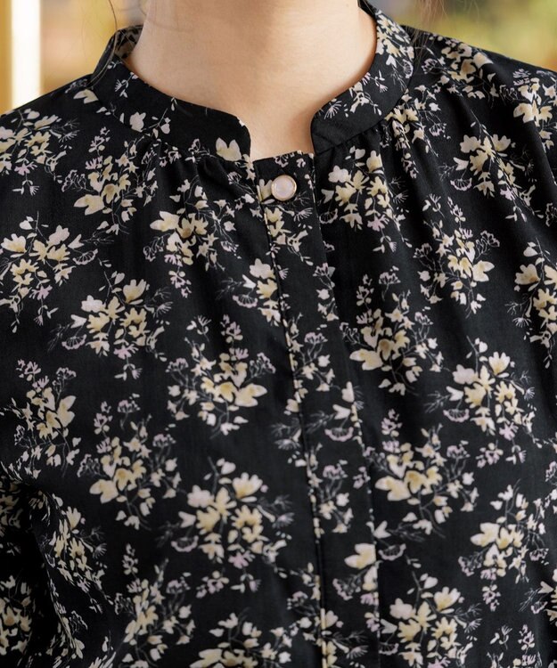 Tiaclasse 【洗える】花柄フレアワンピース ブラック