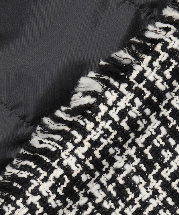 ICB 【CLASSY.1月号掲載】ルレックスツイード ノーカラージャケット ブラック×オフホワイト系