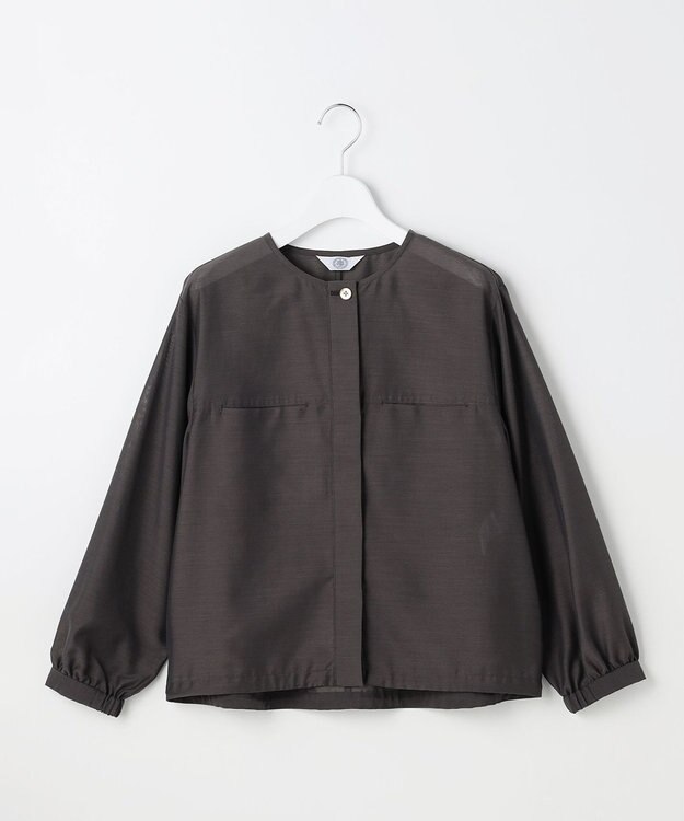 J.PRESS LADIES L Pe リネン シアー スラブ ノーカラー ブルゾン スレートブラウン系