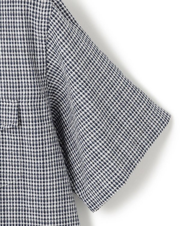 J.PRESS MEN 真夏を乗り切る爽快感と機能性【吸水速乾 / 接触冷感 / 高通気性 / ウォッシャブル】サッカーチェック シャツ / バンドカラー ホワイト系3