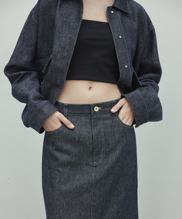 BEIGE， 【洗える】CUPHEA / Iラインロングスカート Indigo