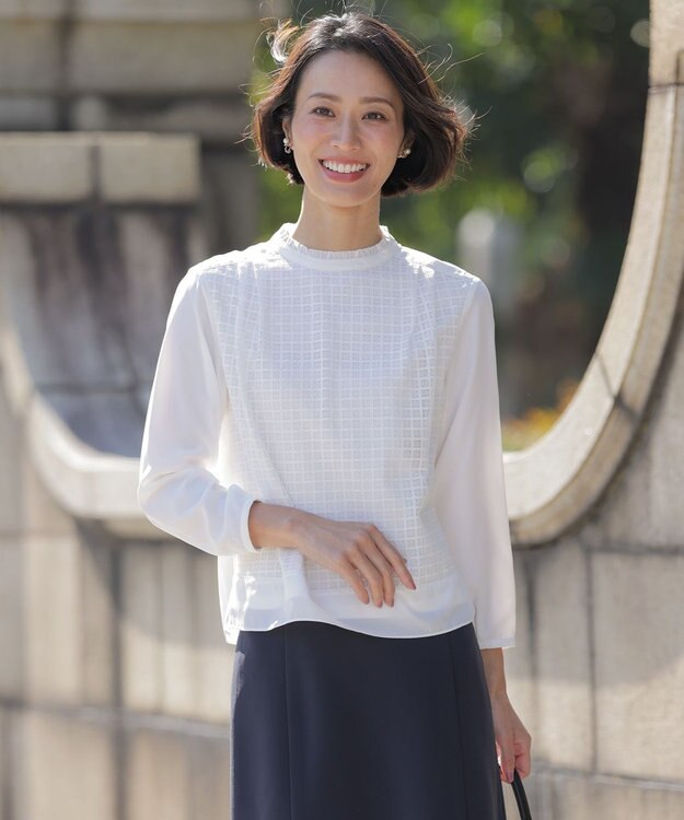 J.PRESS LADIES L レースコンビ カットソー ホワイト系