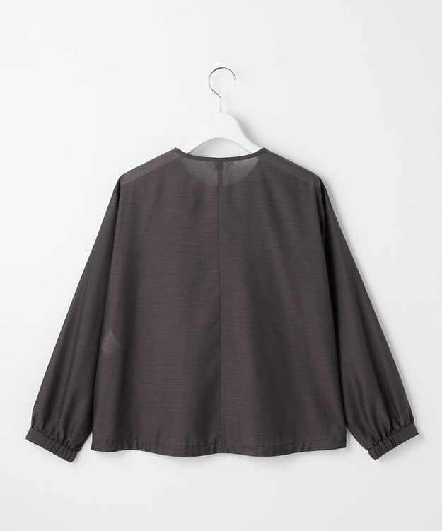 J.PRESS LADIES L Pe リネン シアー スラブ ノーカラー ブルゾン スレートブラウン系