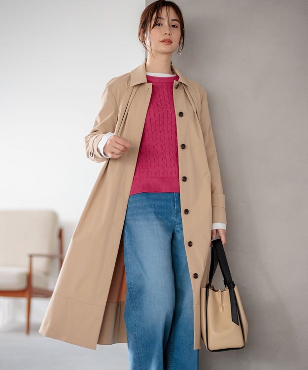 組曲 L 【前後着用可】コットンカシミヤ混2WAYケーブル ニット ラズベリー系