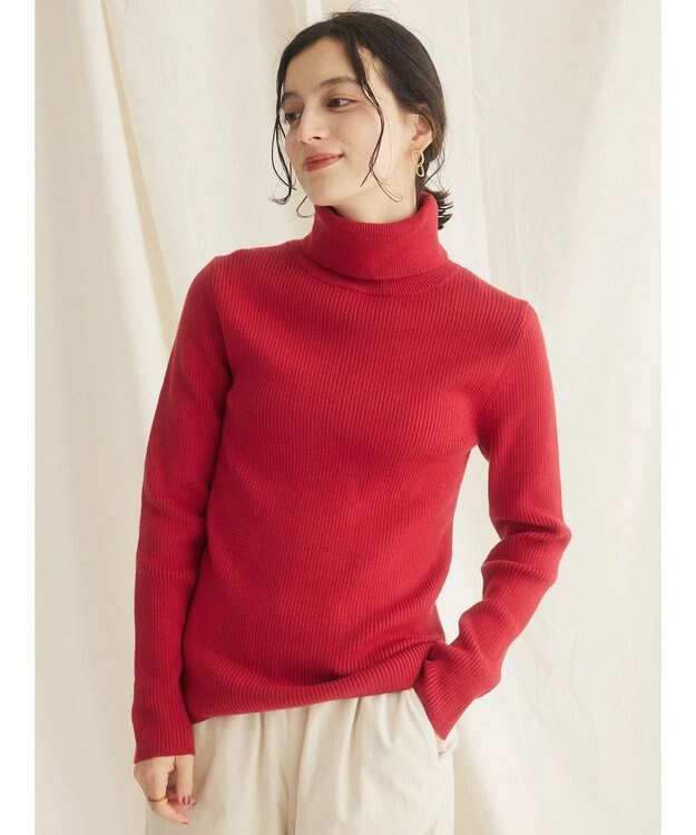 CRAFT STANDARD BOUTIQUE リブタートルネックニットプルオーバー Red