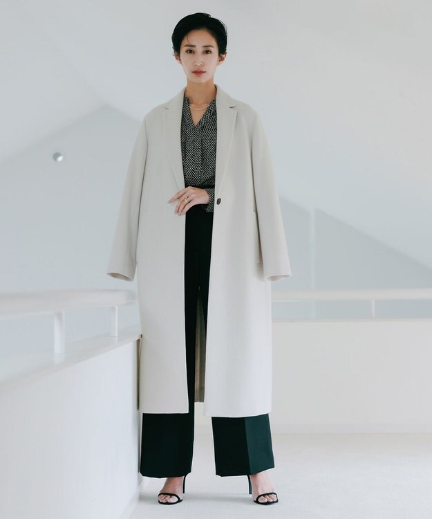 ICB 【人気のため新柄追加・洗える】Back Satin Amunzen キーネック長袖ブラウス ブラック系柄