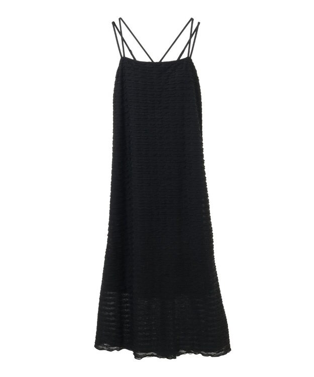 Green Parks カップ付きフリル生地キャミワンピース Black