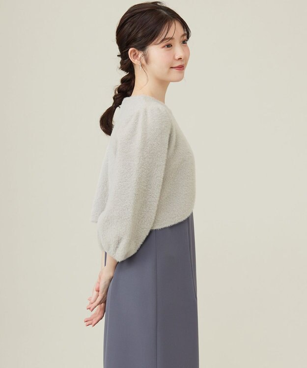 ANY SIS L 【洗える】フェザーニット カーディガン ライトグレー