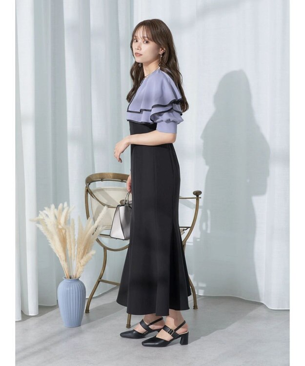 earth music&ecology パイピング衿付きドッキングワンピース Black