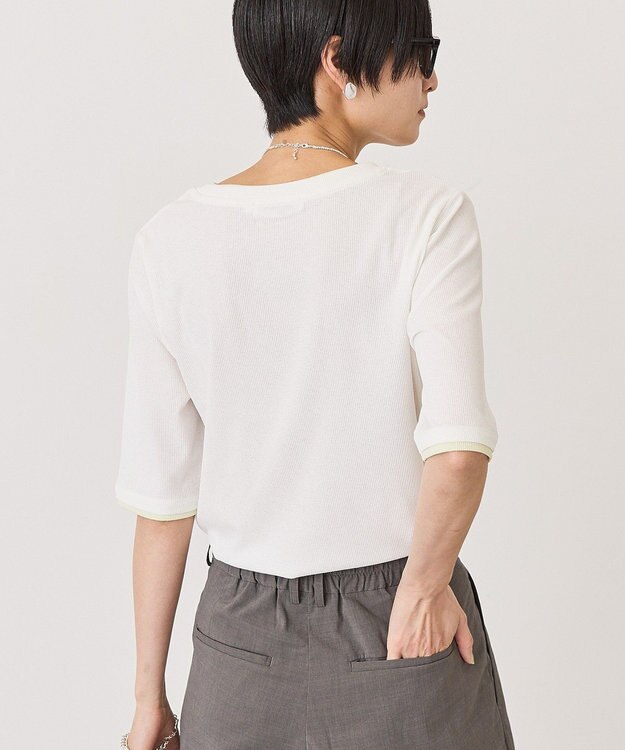 AMERICAN HOLIC シアーリブ配色プルオーバー Off White