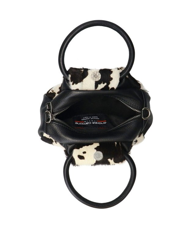 INTER-CHAUSSURES 【ANDREA CARDONE ITALI】異素材コンビハンドバッグ ブラックコンビ