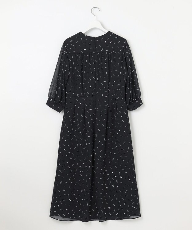 自由区 L 【洗える】ドローイングタッチプリント ワンピース ネイビー系5